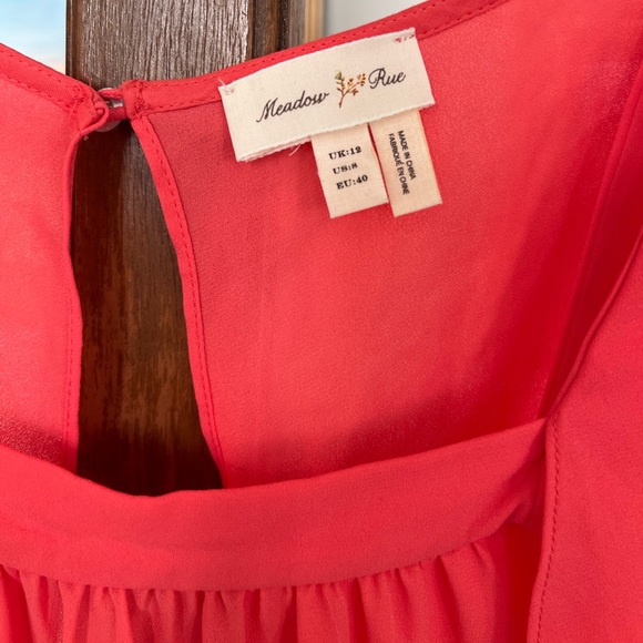 Anthropologie Meadow Rue Coral Flutter Sleeve Top - Picture 5 of 8